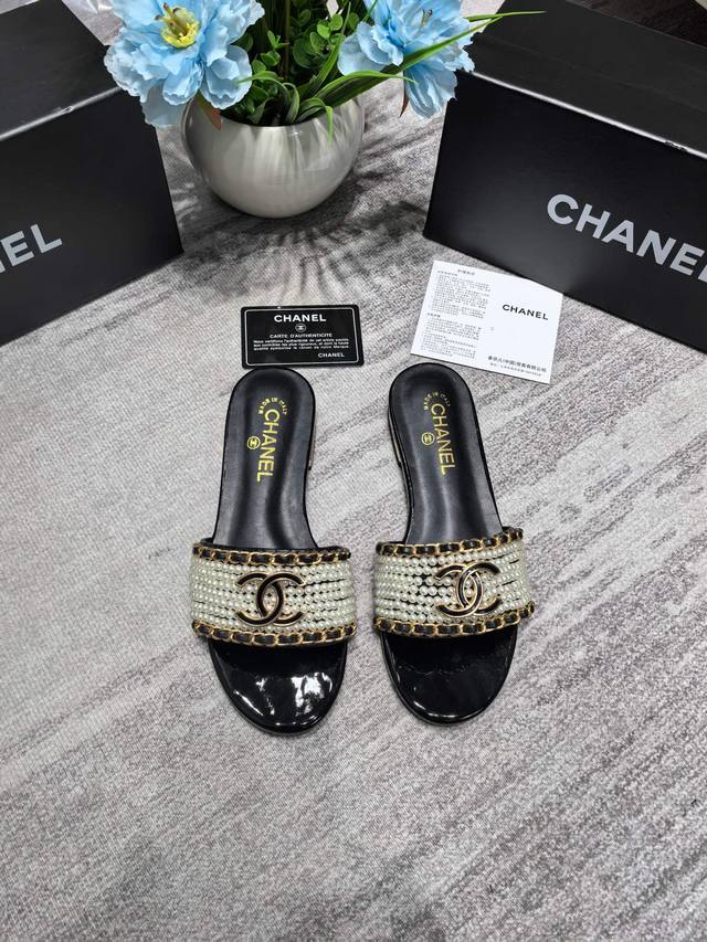 Orange Factory Price P Chanel Chanel Spring And Summer New C Buckle Pearl Slippe