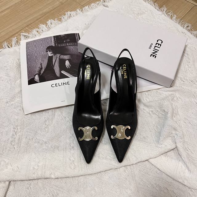 Factory: Celine Sandals For Women Metal Buckle Back Open Toe Sandals High Heels
