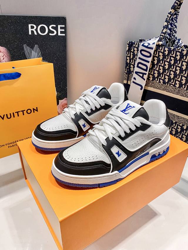 Orange Factory Price P Louis Vuitton Lv Trainer Couple Sneakers Casual Retro Bas