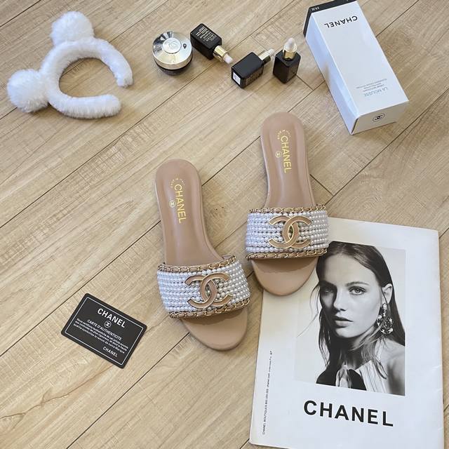 Orange Factory Price P Chanel Chanel Spring And Summer New C Buckle Pearl Slippe