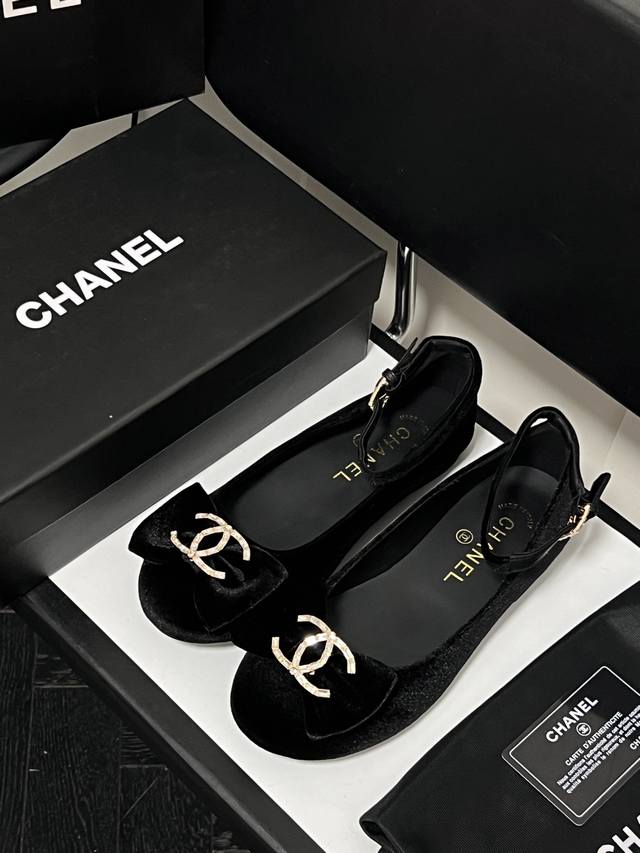 Orange Factory Price P Chanel Chanel Early Summer New Velvet Bow Rhinestone Buck