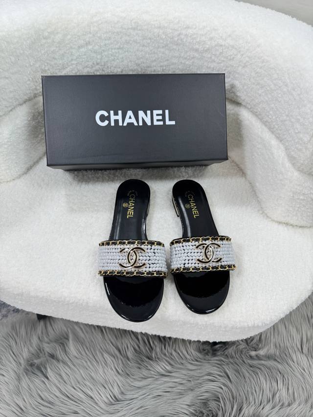 Orange Factory Price P Chanel Chanel Spring And Summer New C Buckle Pearl Slippe