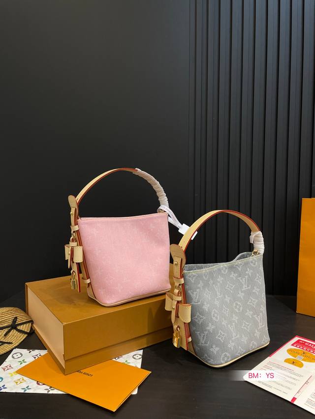 With Folding Gift Box Lv New Denim Bucket Bag Large Capacity And Good-Looking. Y