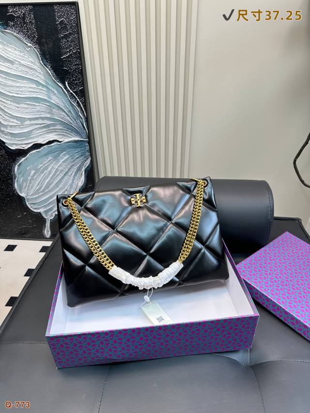 With Gift Box Tory Burch New Quilt Bag Imported Napa Calfskin, Enlarged Diamond