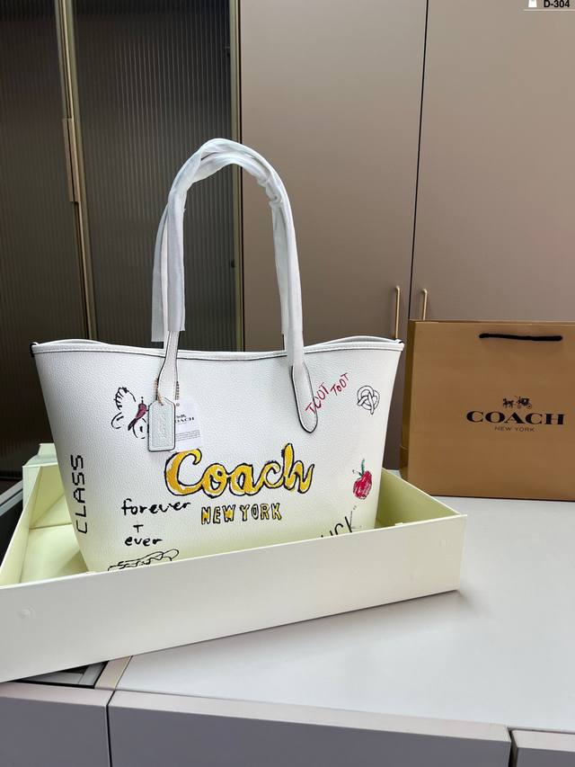 Coach Graffiti Tote Bag Spring And Summer With Graffiti Suitable For Daily Commu