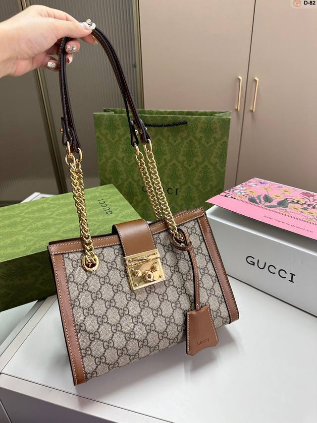 Cool Small Square Lock Gucci Padlock 24K Gold Chain Bag Gucci Padlock Gucci New