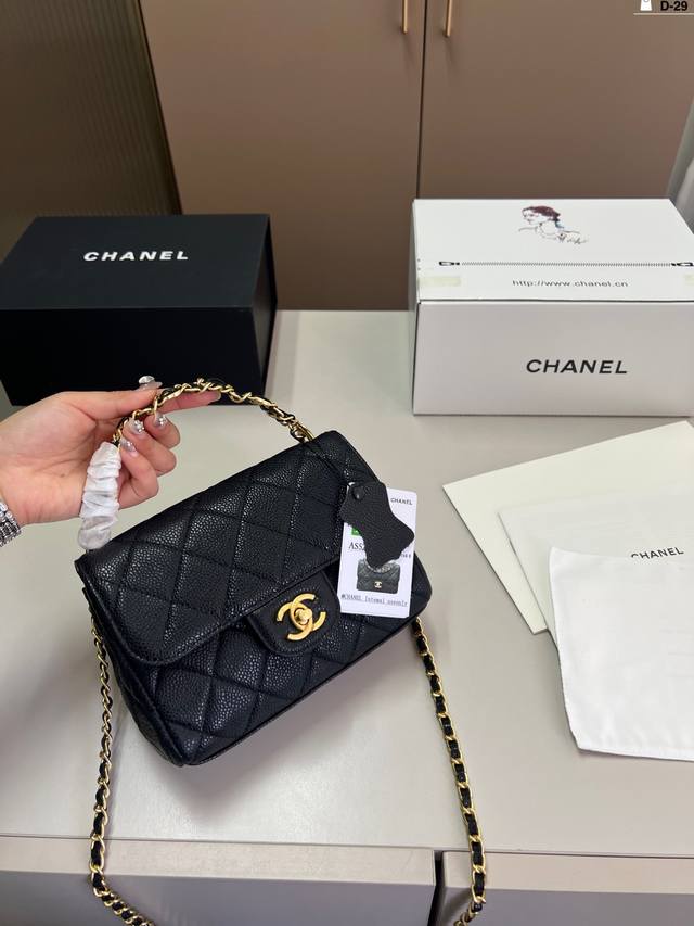 Cowhide Chanel Chain Square Fat Man Chanel Chain Litchi Square Fat Man Classic F