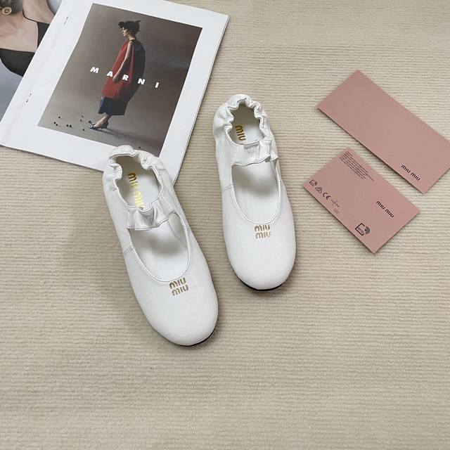 Orange Factory Price P Miumiu Miu Miu Spring And Summer New Round Toe Flat Balle