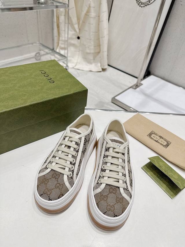 Orange Factory Price P Gucci Classic Embroidered Gg Low-Top Old Flower Thick-Sol