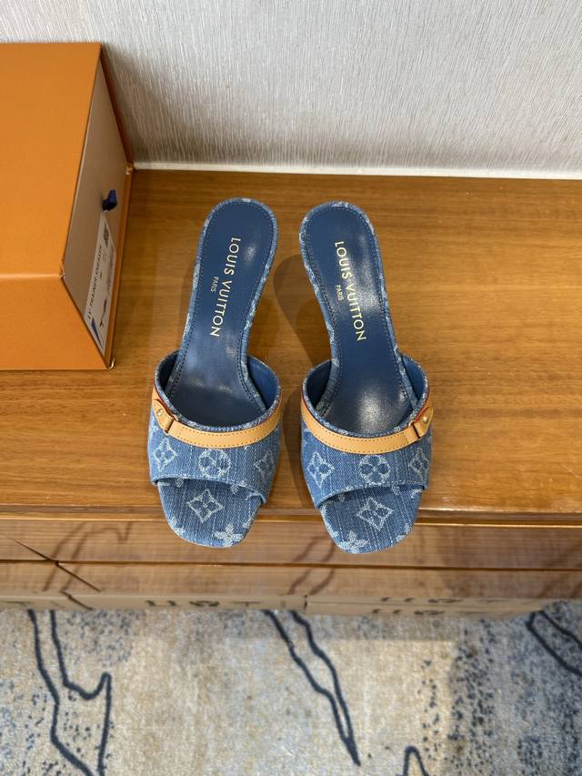Orange Factory Price P Louis Vuitton Spring And Summer New Lv Denim Kitten Heel