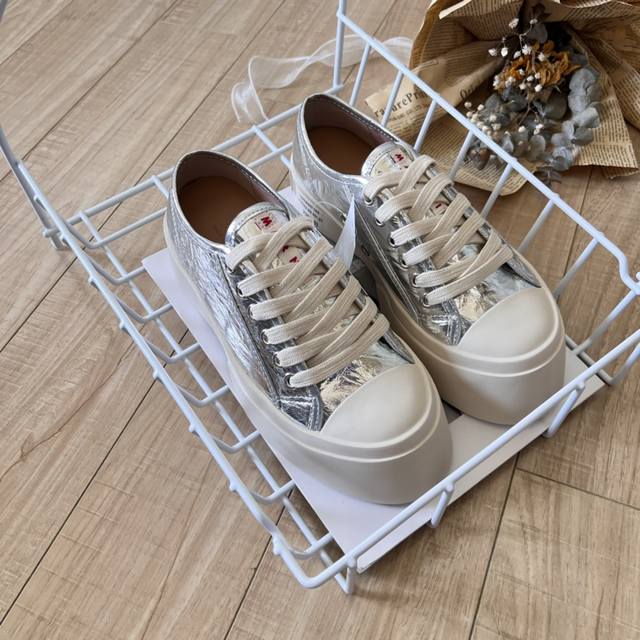 Orange Factory Price P Marni Lace-Up Thick-Soled Casual Shoes Big-Toed Shoes Whi