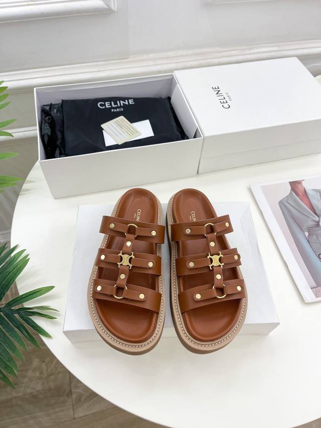 Orange Factory Price P Celine's Latest Hit Arc De Triomphe Retro Roman Sandals A