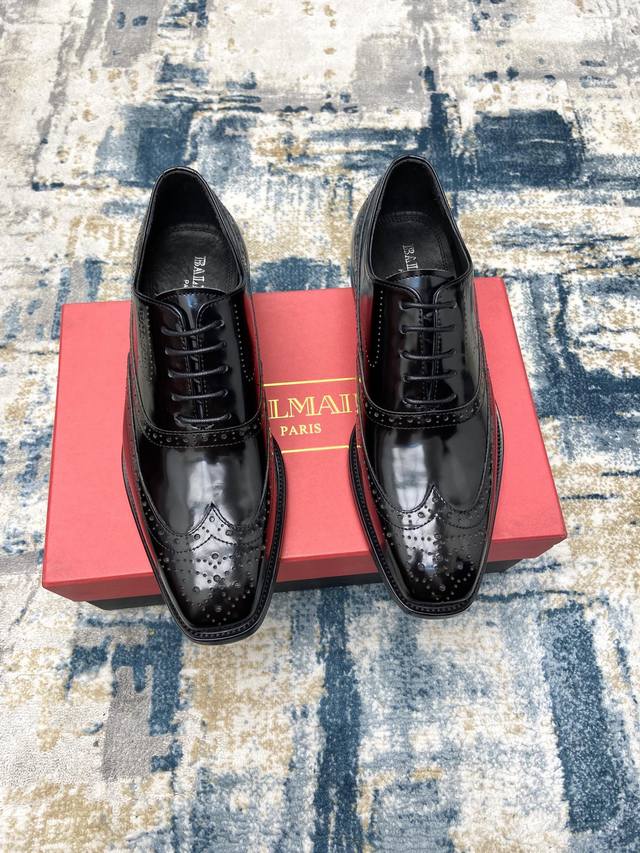 Balmain ~ Sizes: 38-45 Balmain New Men's Leather-Soled Formal Shoes, Original Qu