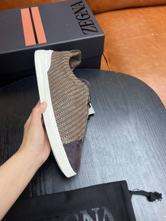 Hot-Selling Style! Zegna Casual Sports Shoes This Triple Stitch Low-Top Sports S