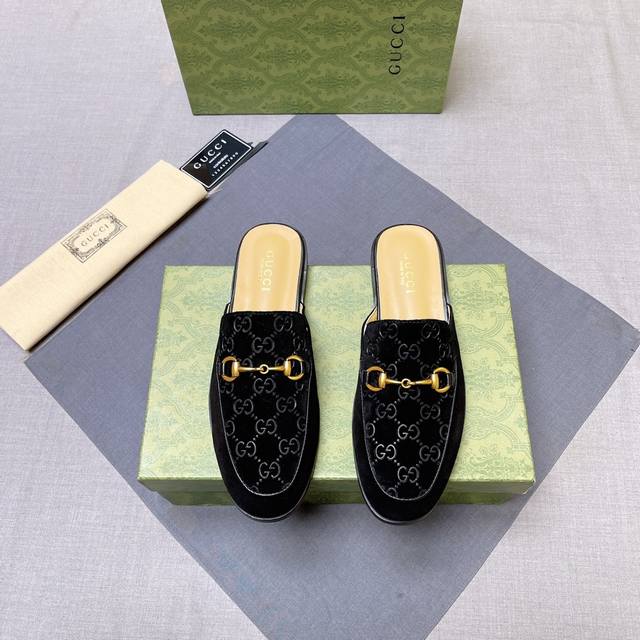 Gucci 2025 New Season Men's Half-Slip-On Shoes, Made From Italian Imported Top-G