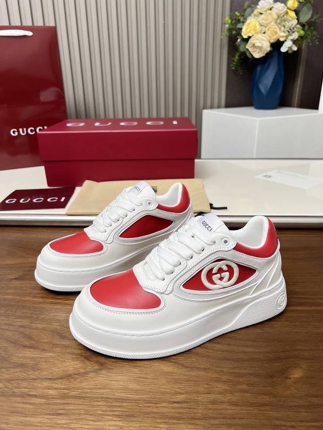 Factory Price P Gucci's Latest Hit Thick-Soled White Sneakers Blend Sports And C