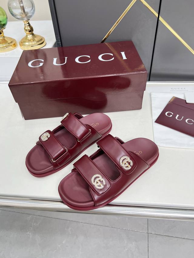 Factory Price P Gucci Sandals, Made From Premium Top-Grain Leather, Soft And Smo