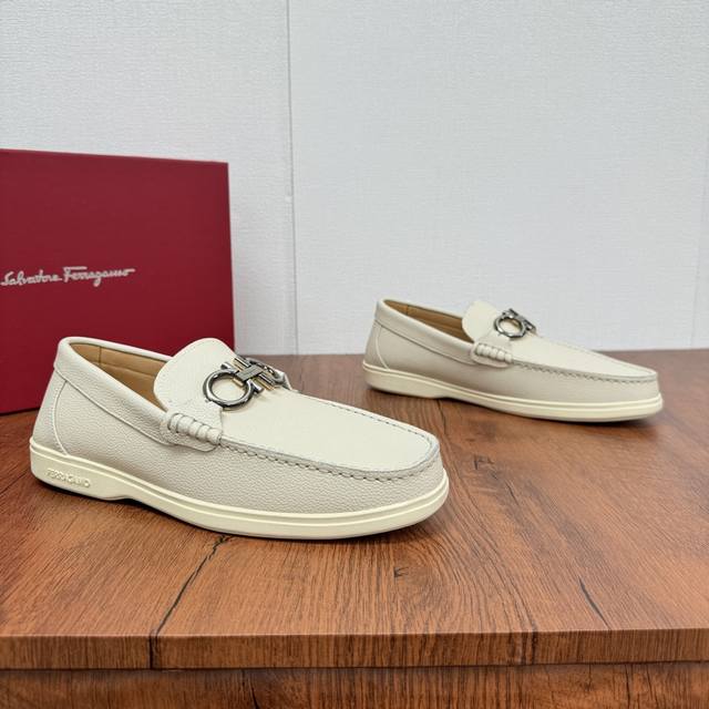 Factory Price Ferragamo New Men's Driving Shoes, Slip-On Versatile Soft Leather