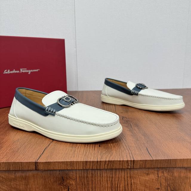 Factory Price Ferragamo New Men's Driving Shoes, Slip-On Versatile Soft Leather