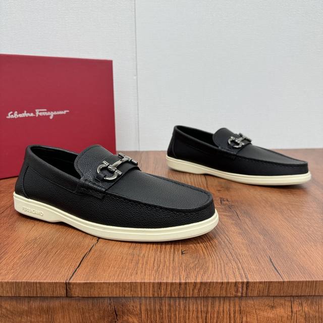 Factory Price Ferragamo New Men's Driving Shoes, Slip-On Versatile Soft Leather
