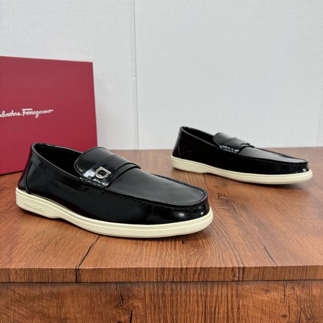 Factory Price Ferragamo New Men's Driving Shoes, Slip-On Versatile Soft Leather