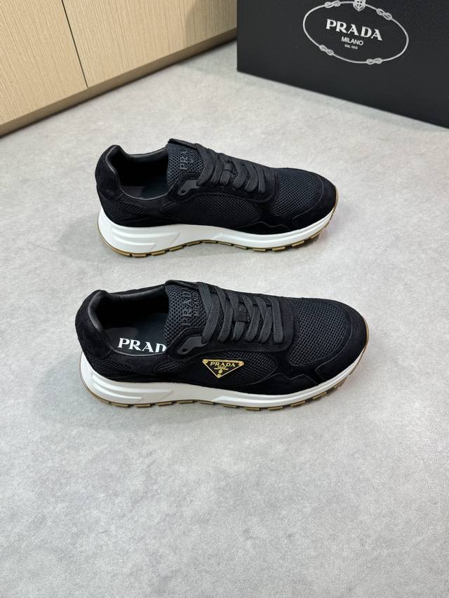 Prada - Premium Quality Original Casual Sports Shoes - Upper: Suede Calf Leather