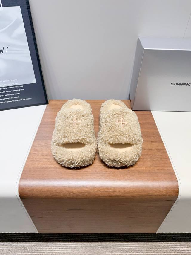Smf* 25Ss Mottoshoes Latest Popular Cross-Stitch Slippers Thick Sole Casual Mini