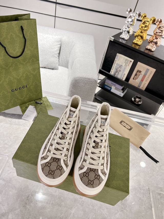Gucci 23Ss 1977 Casual Thick-Soled Canvas Shoes, Original Top-Quality Goods, Unm