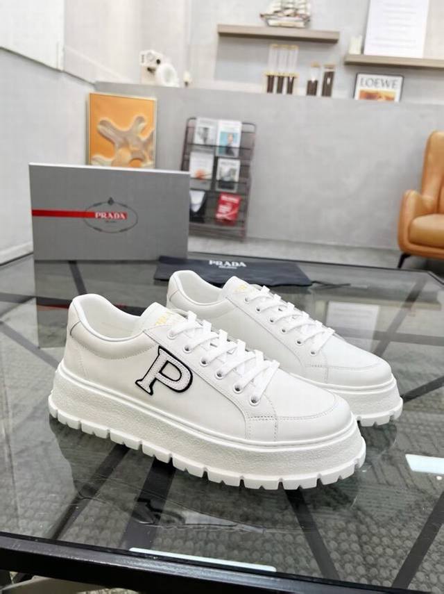 Yuan Prada New Men's Genuine Leather Sneakers, The Highest Version Available On