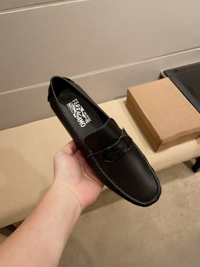 Genuine Price Ferragamo Official Flagship Store Men's Business Casual Bean Shoes