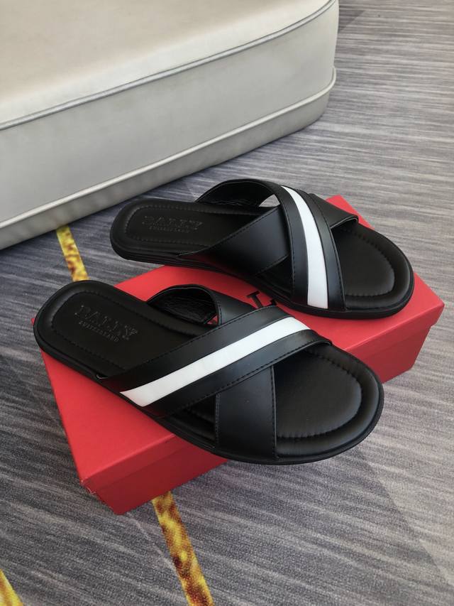 Bally Men's Casual Slippers, Cross-Strap Design For Easy On/Off, Clever And Eleg
