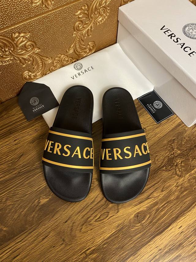Versace Slippers Men's Shoes High-End Brand Official Website 1:1 Latest Masterpi