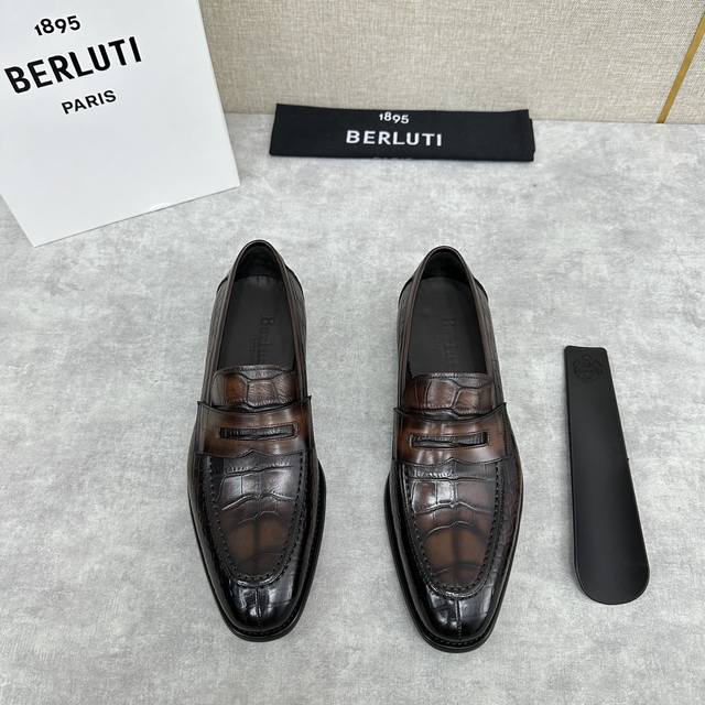 Berlut* Bruti New Men's Hand-Brushed Loafer Leather Shoes In Stock Exclusive Pre