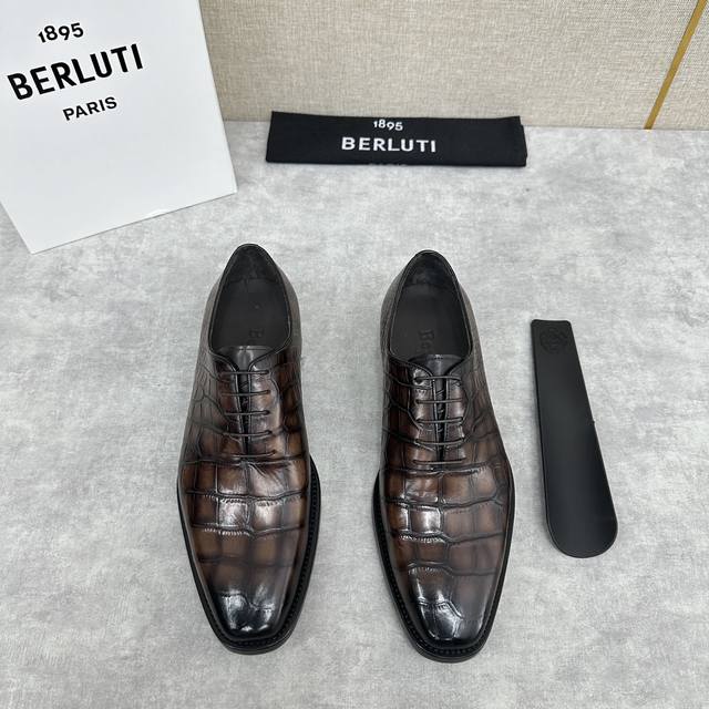 Berlut* Bruti New Men's Hand-Brushed Formal Leather Shoes Shipping Exclusive Cha