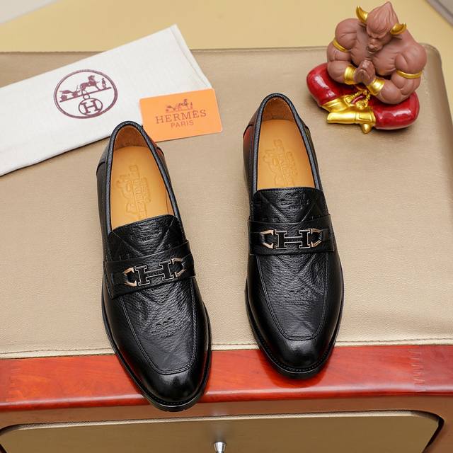 Factory P Price: Herm S New Men's Casual Business Leather Shoes, Official Replic