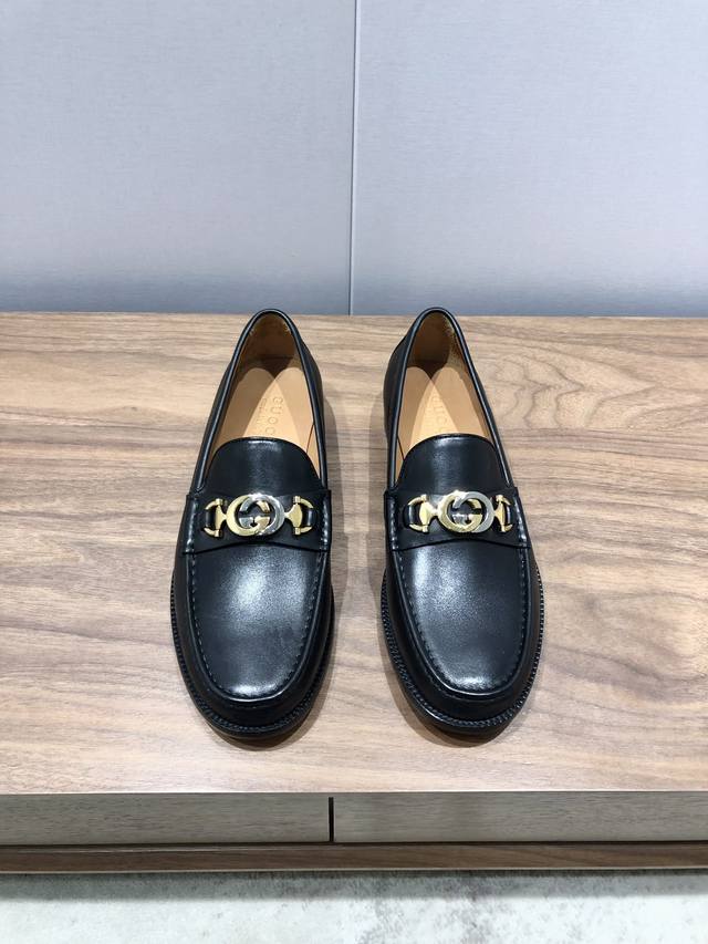 Gucci Men's New Premium Leather Shoes, Imported Cowhide Leather Upper, Water-Dye
