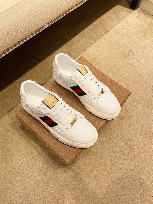 Factory Price. Gucci New Men's Genuine Leather Casual Shoes, The Highest Version
