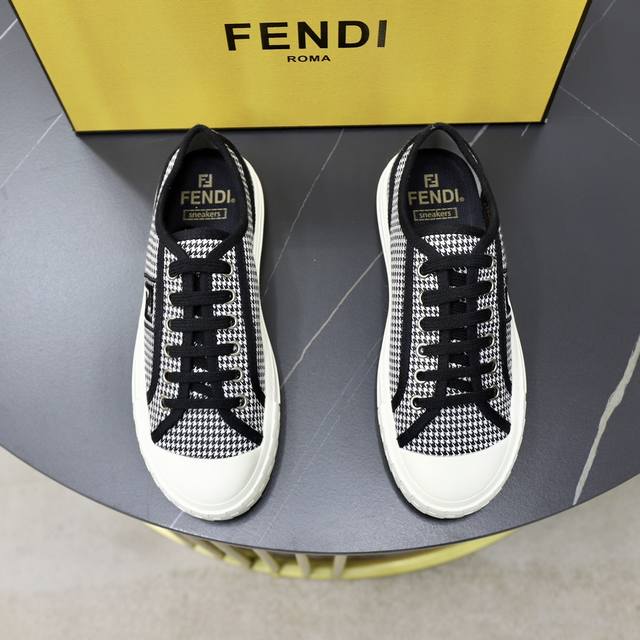 Fendi Domino Sports Shoes With Embroidered Ff Pattern, Embossed Ff Pattern On Th