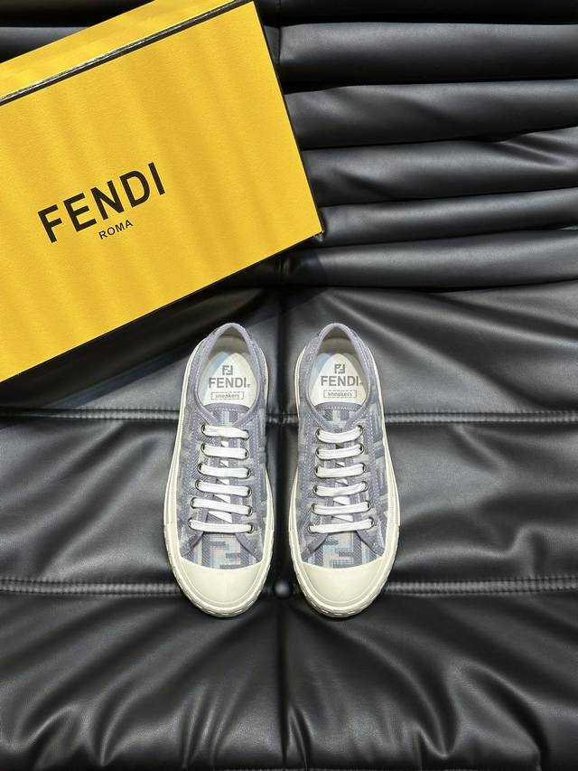 Fendi Couple's Low-Top Canvas Sneakers, Fendi Spring/Summer New Arrival Lace-Up