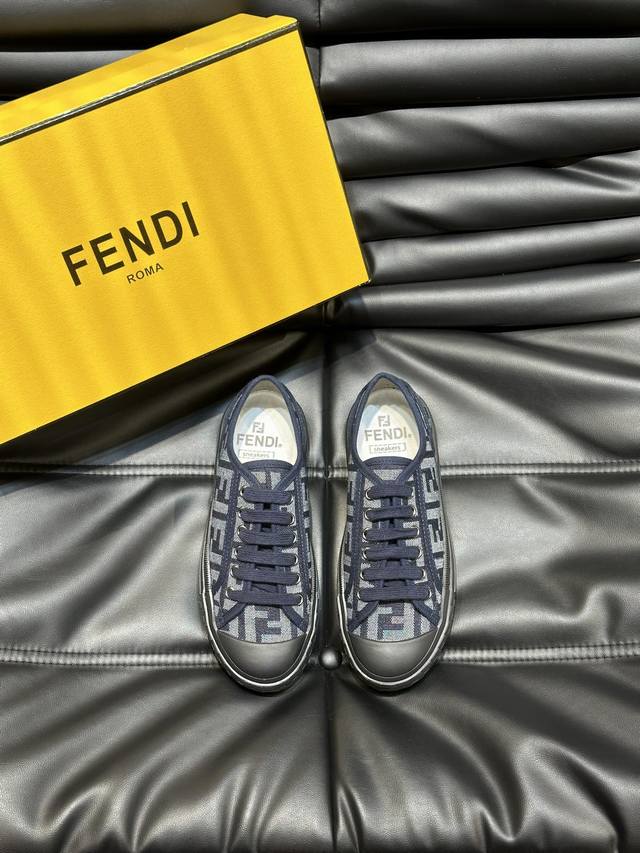 Fendi Couple's Low-Top Canvas Shoes, Fendi Spring/Summer New Arrival Lace-Up Can