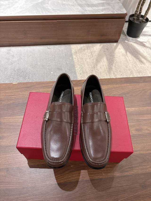 Ferragamo Men's Premium Casual Leather Shoes, Top-Quality Craftsmanship, Importe