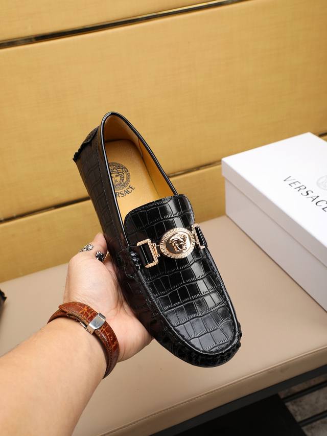 Verace Versace Official Flagship Store Men's Four-Season Bean Shoes, Latest Elem