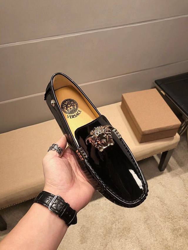 Versace Official Original Version, Upper Made Of Imported First-Layer Cowhide Le