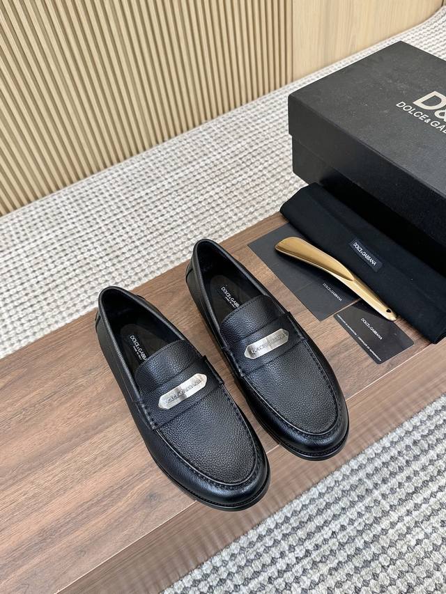 D&G Dolce&Gabbana Men's Moccasin Loafers In A New Creative Design. The D&G Metal