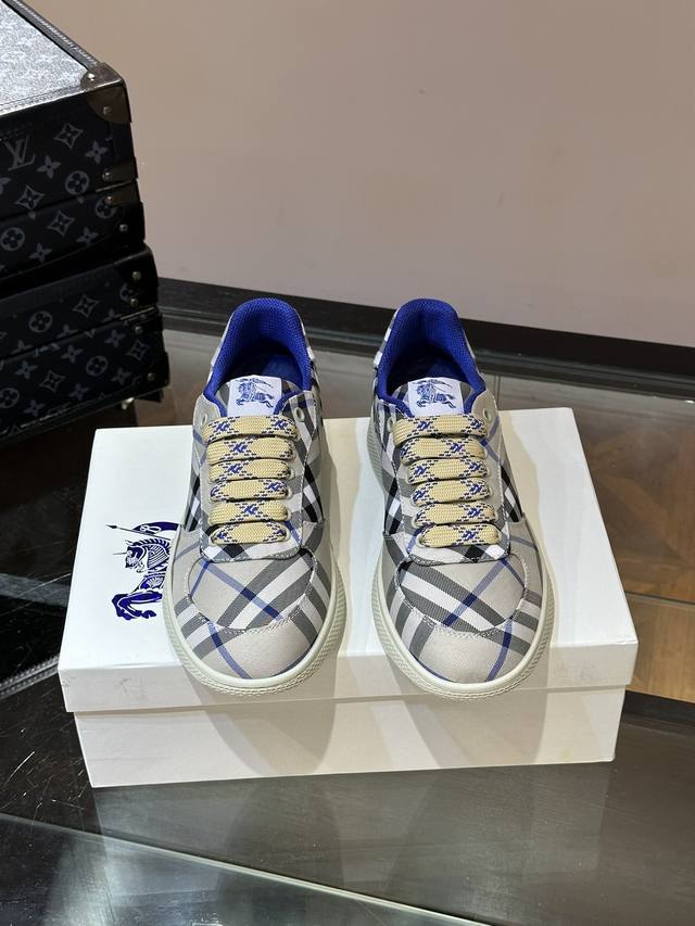 B Burberry Ss Men's Classic Low-Top Check Canvas Sneakers, Reimagined With Vinta