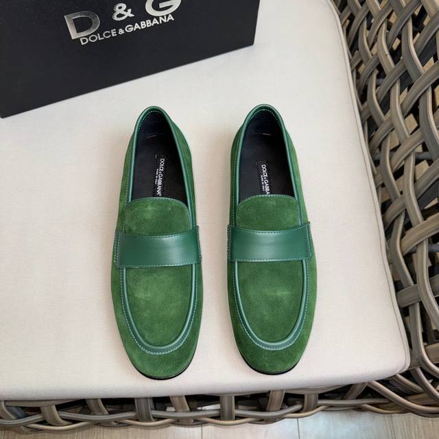 D&G Men's Moccasin Loafers Made From Imported Leopard-Print Horsehair And Calfsk