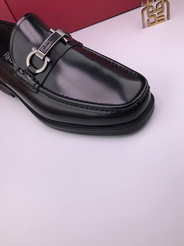 Ferragam* Matte Open-Toe Pearl, High-End Business Leather Shoe, Imported Open-To