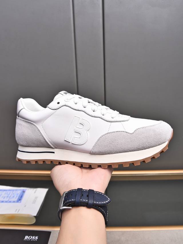 Boss Men's Casual Sneakers, Custom-Molded Outsole, Calfskin + Top-Grain Suede, M
