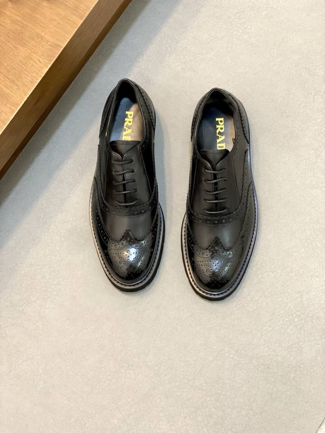 P Top-Tier Proxy Purchase Prada Street-Style Men's Casual Leather Shoe Series, R