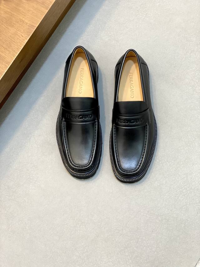 Ftop-Tier Proxy Purchase Ferragamo Street-Style Men's Casual Leather Shoes Serie